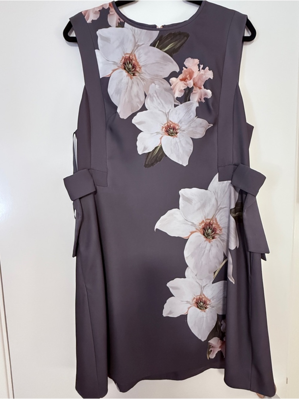 Ted Baker Purple Floral Midi Dress with White Blossoms